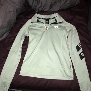 Mint green tight fit PINK pullover hoodie